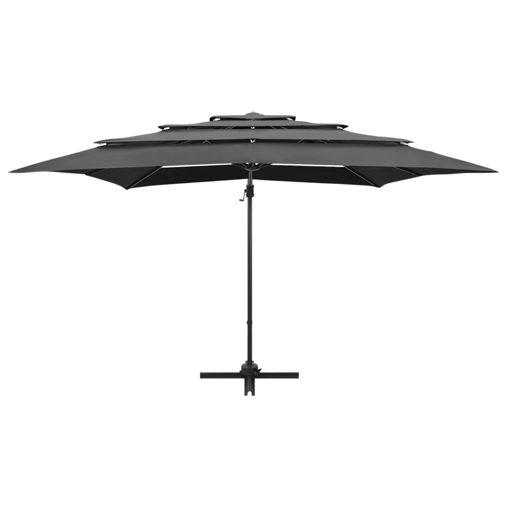 vidaXL Градински чадър на 4 нива, алуминиев прът, антрацит, 250x250 см