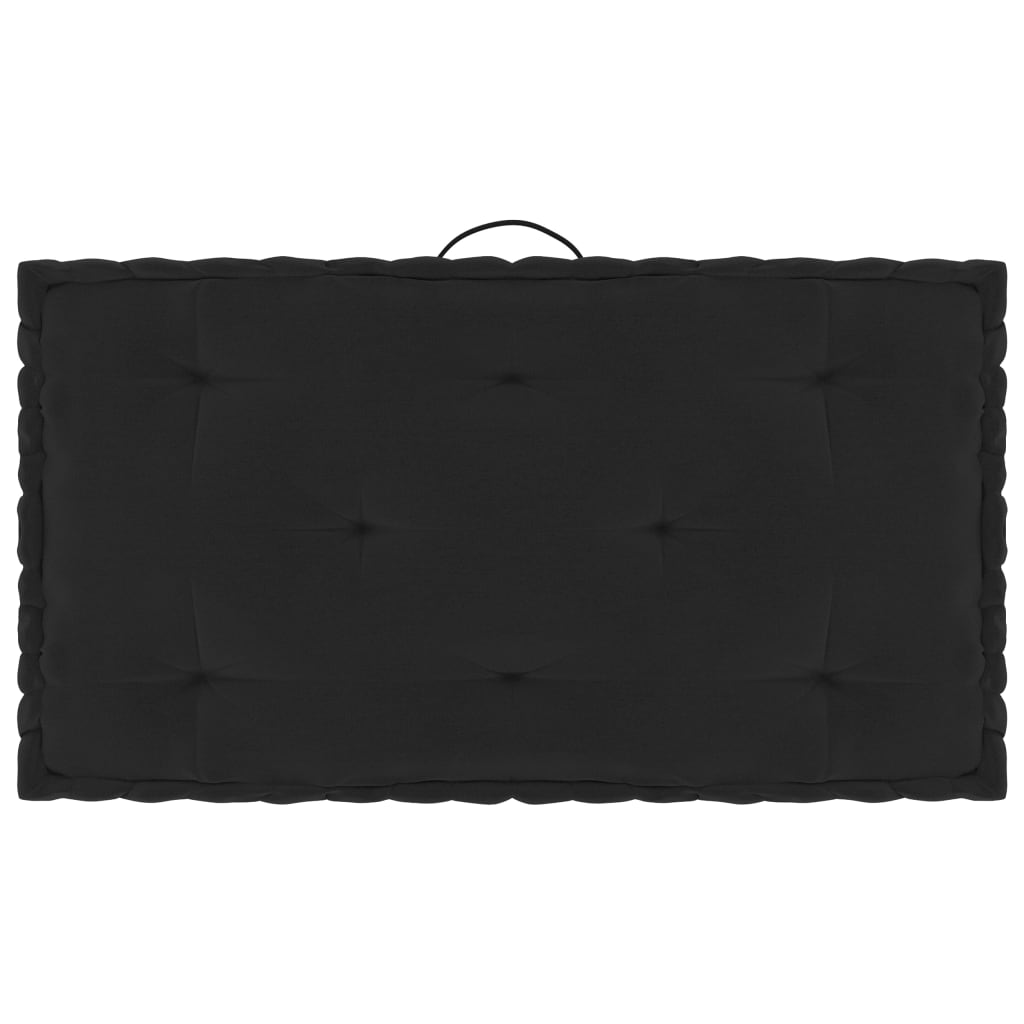 vidaXL Палетни възглавници за под, 4 бр, черни, памук
