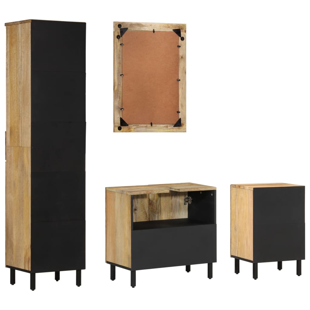 vidaXL Комплект мебели за баня, 4 части, масивна мангова дървесина
