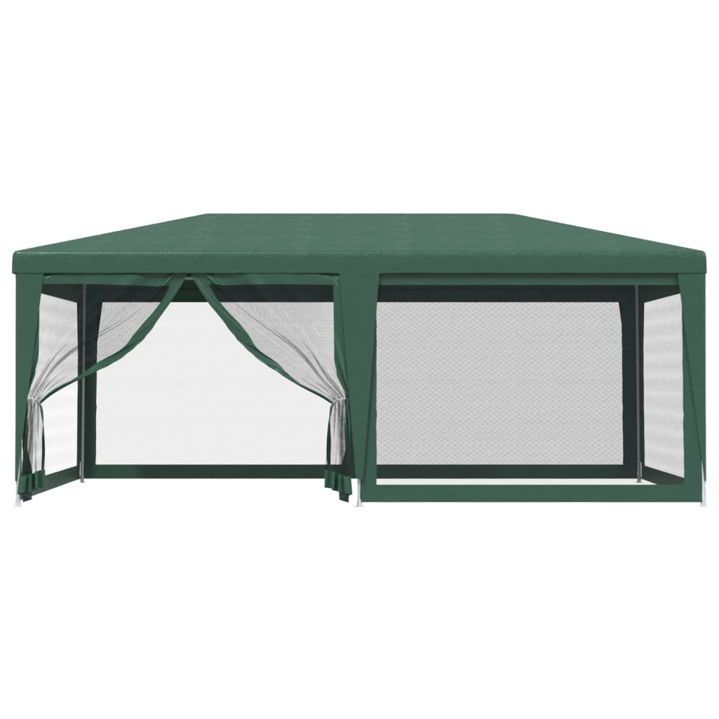 vidaXL Парти палатка с 6 мрежести странични стени зелена 6x4 м HDPE