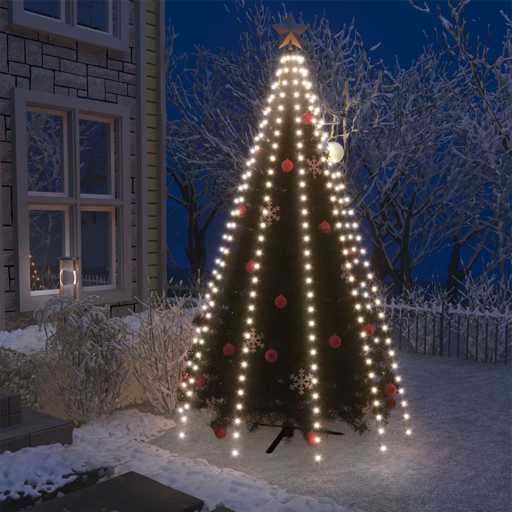 vidaXL Коледни лампички за елха тип мрежа 250 LED студено бяло 250 см