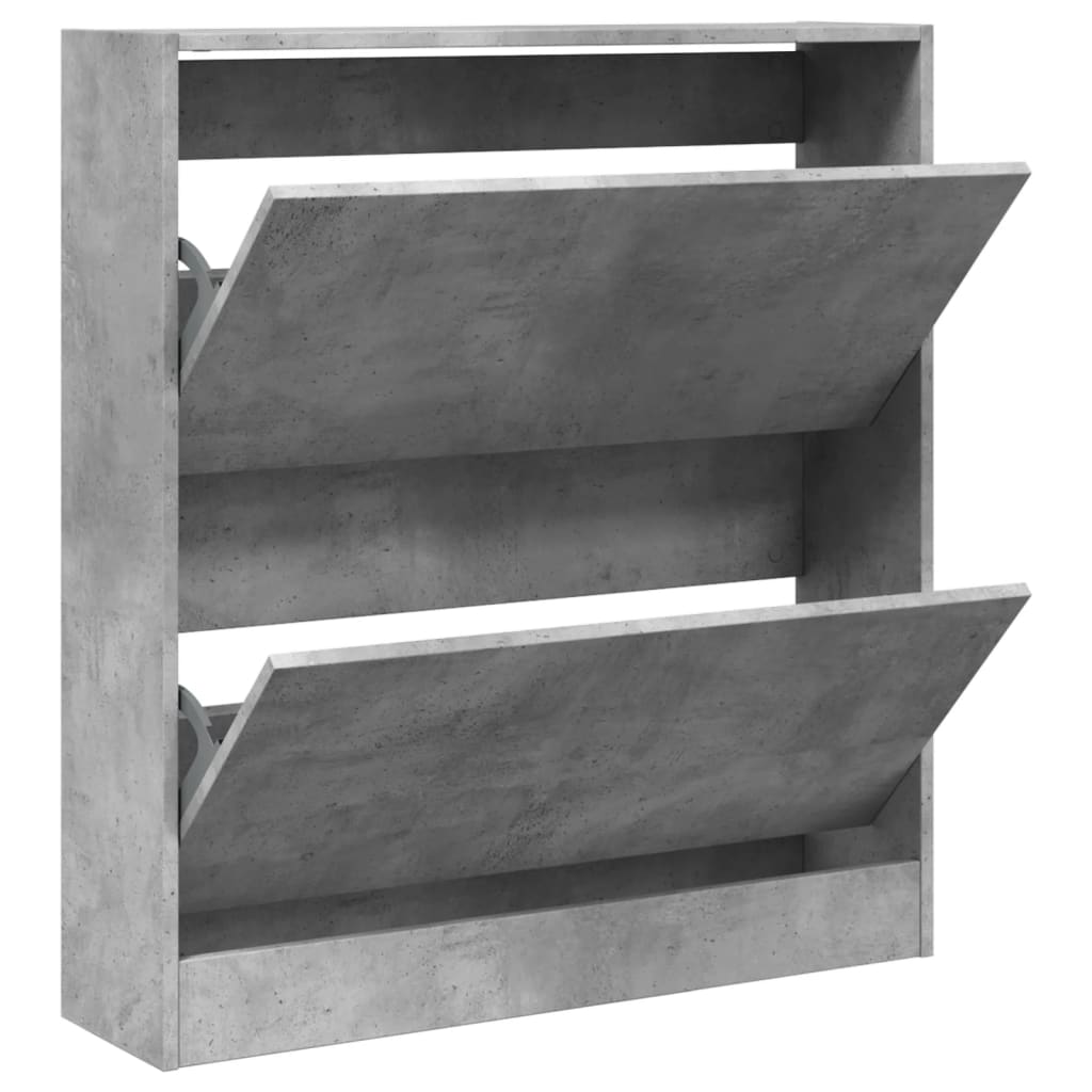 vidaXL Шкаф за обувки, бетонно сив, 80x21x87,5 см, инженерно дърво