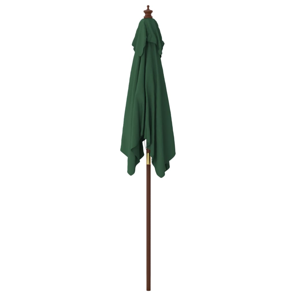 vidaXL Градински чадър с дървен прът, зелен, 198x198x231 см