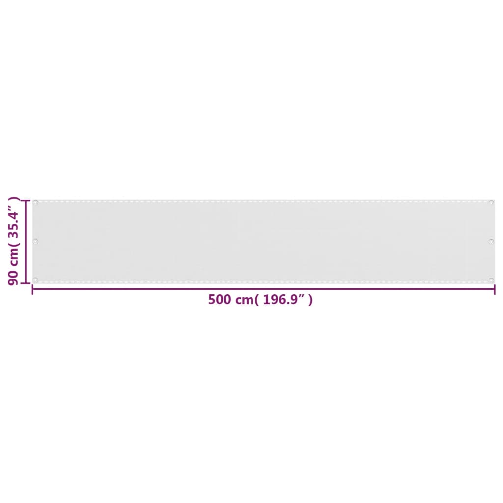 vidaXL Балконски параван, бял, 90x500 см, HDPE
