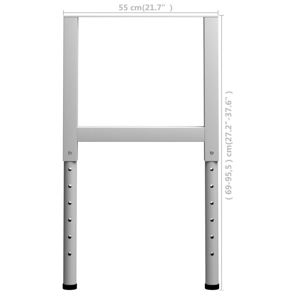 vidaXL Подвижни рамки за работна маса метал 2 бр 55x(69-95,5) см сиви