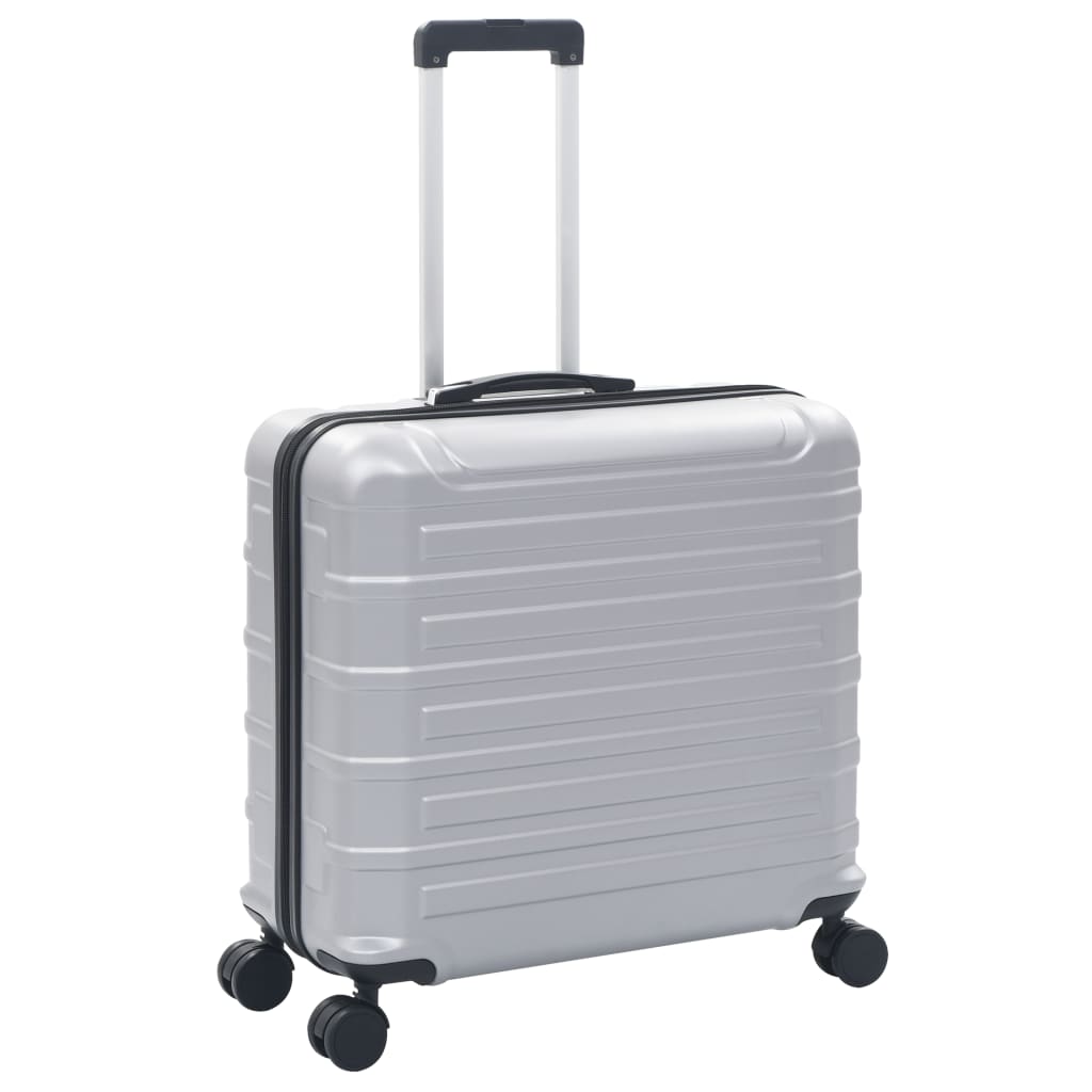 vidaXL Комплект твърди куфари с колелца, 2 бр, сребристи, ABS