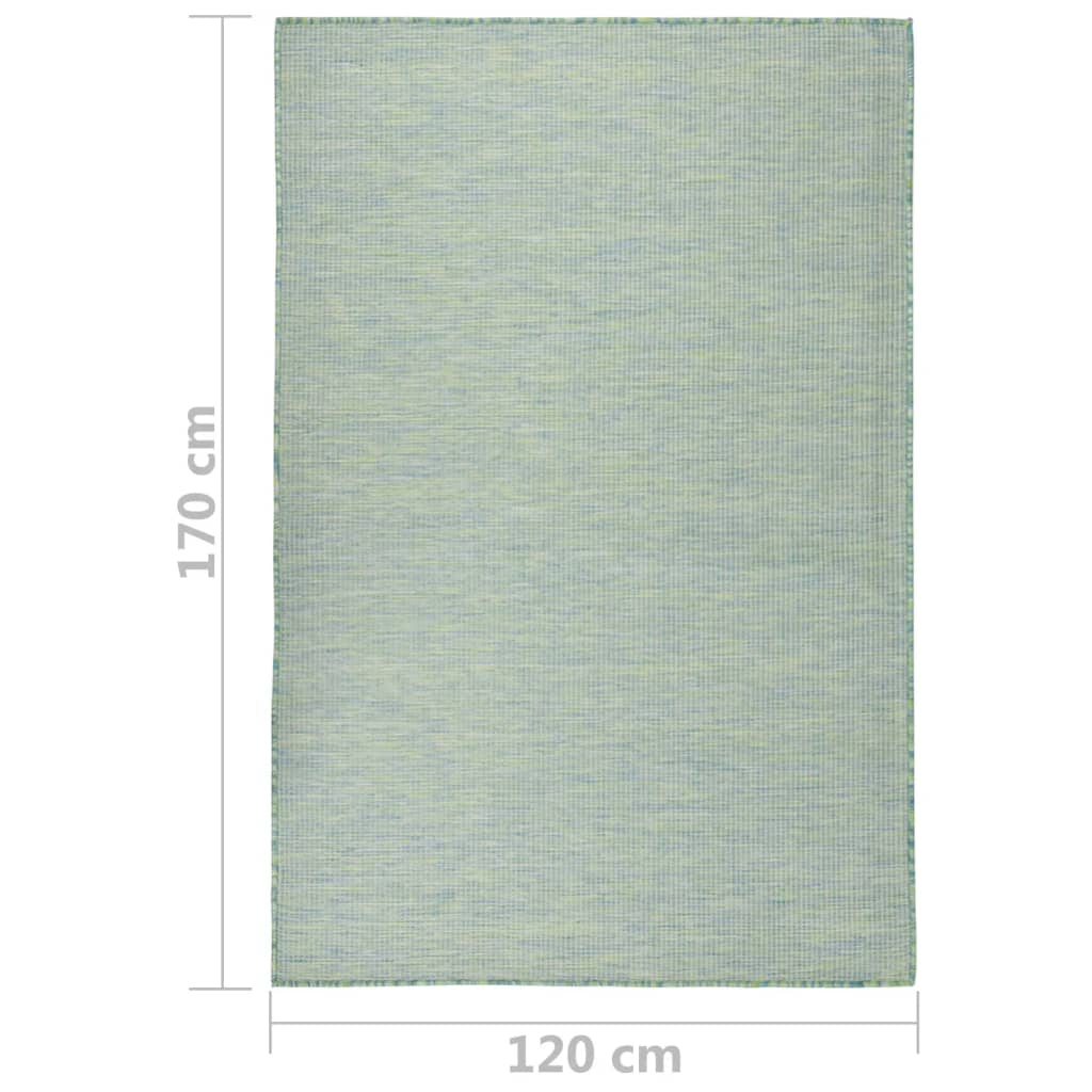 vidaXL Градински плоскотъкан килим, 120x170 см, тюркоазен