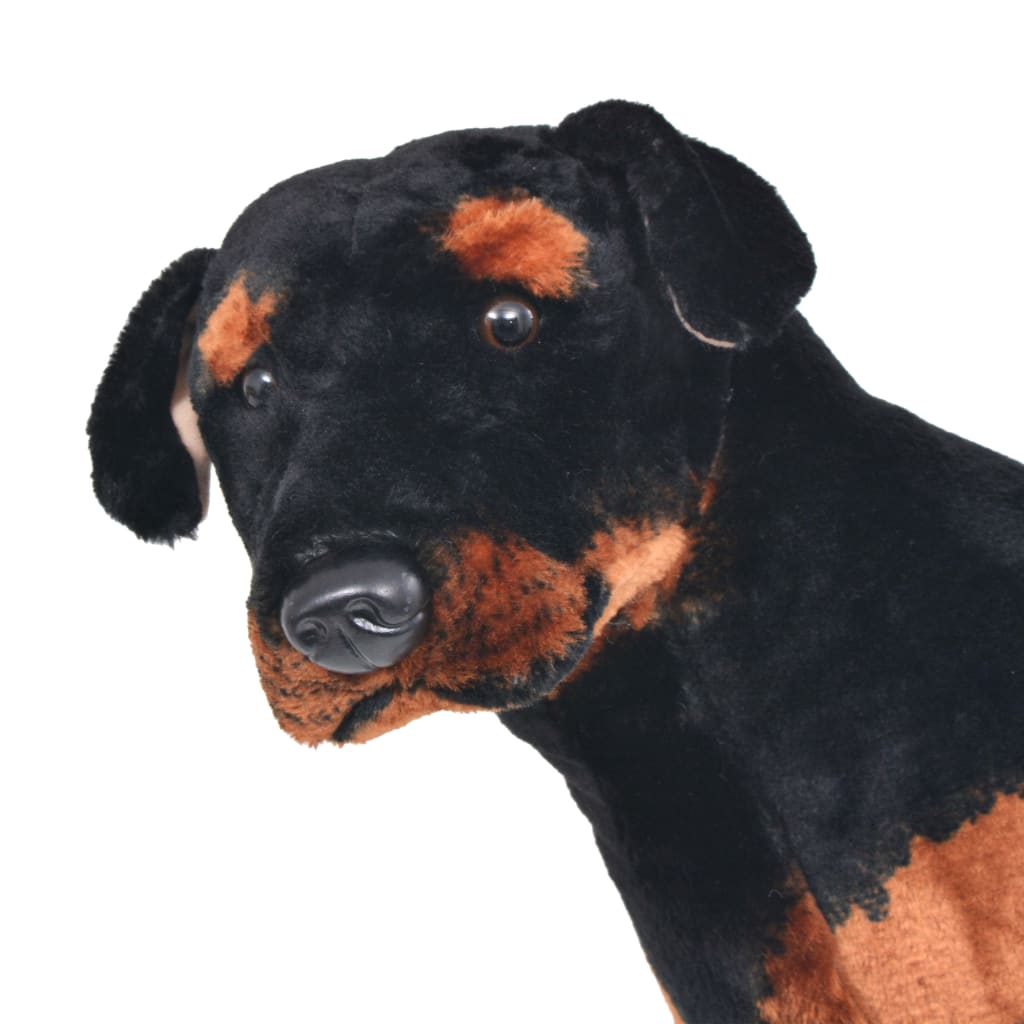 vidaXL Плюшено детско куче ротвайлер за яздене черно и кафяво XXL