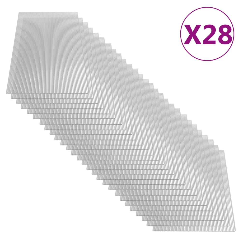 vidaXL Поликарбонатни листи, 28 бр, 4 мм, 121х60 см