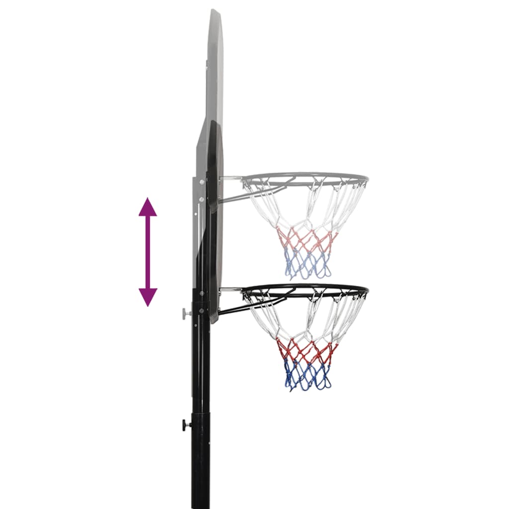 vidaXL Баскетболна стойка черна 258-363 см полиетилен