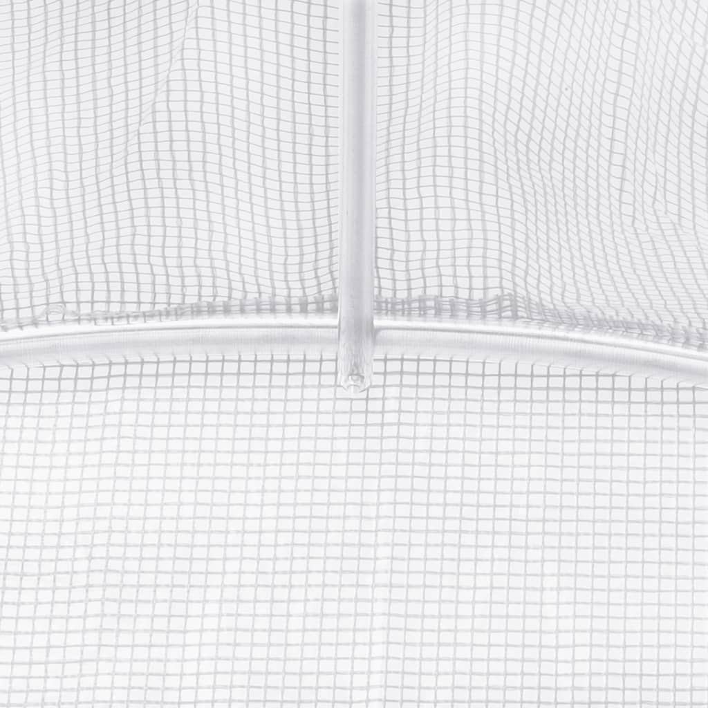 vidaXL Оранжерия със стоманена рамка бяла 12 м² 6x2x2 м