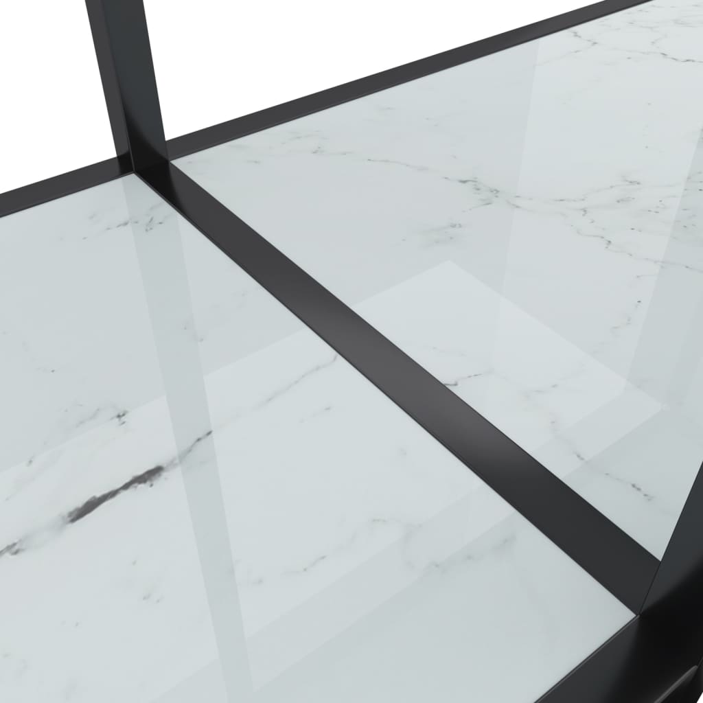 vidaXL Конзолна маса, бяла, 220x35x75,5 cм, закалено стъкло