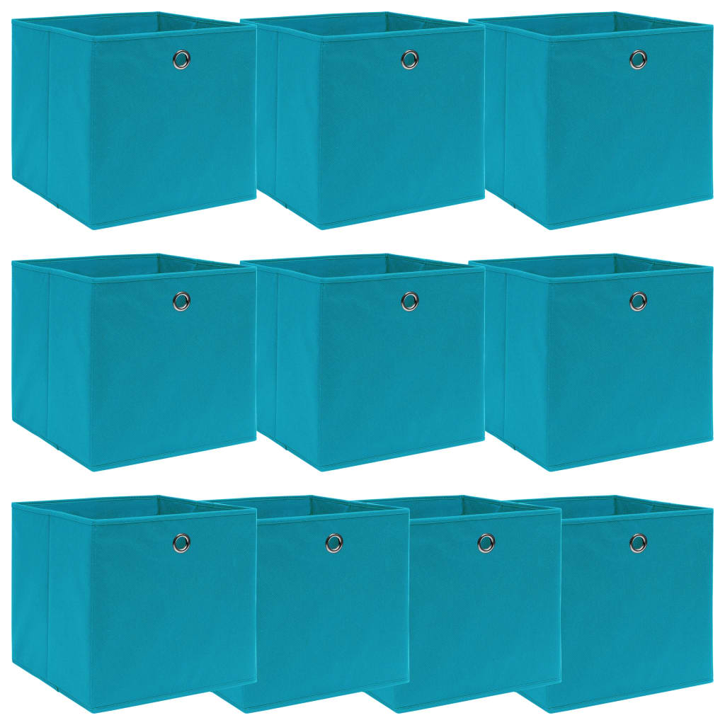vidaXL Кутии за съхранение 10 бр бебешко сини 32x32x32 см плат