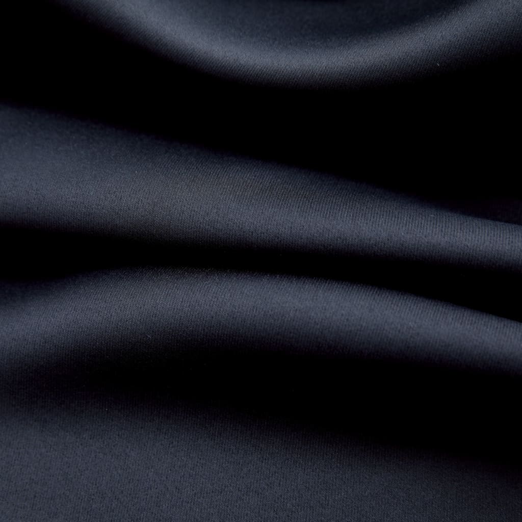 vidaXL Затъмняващи завеси с метални халки, 2 бр, черни, 140x245 см