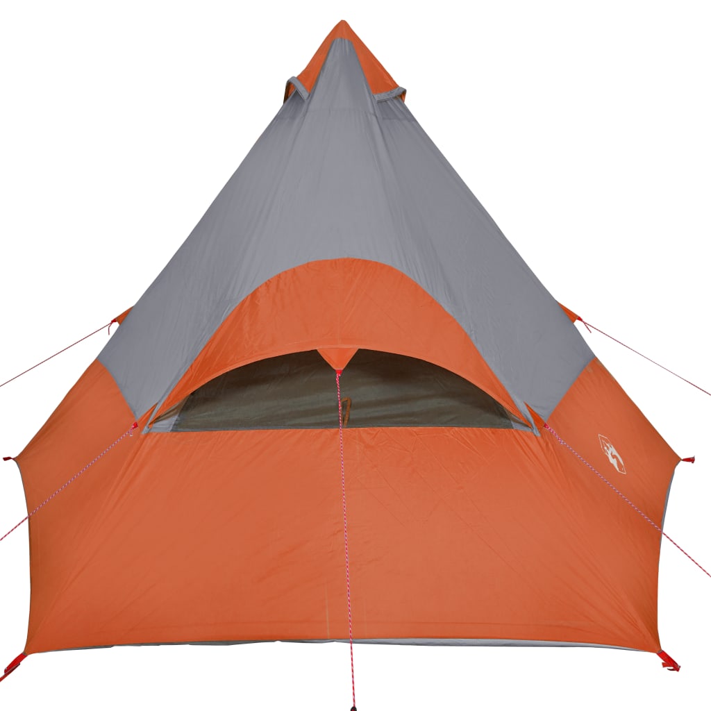 vidaXL Къмпинг палатка типи, 7-местна, сиво-оранжева, водоустойчива