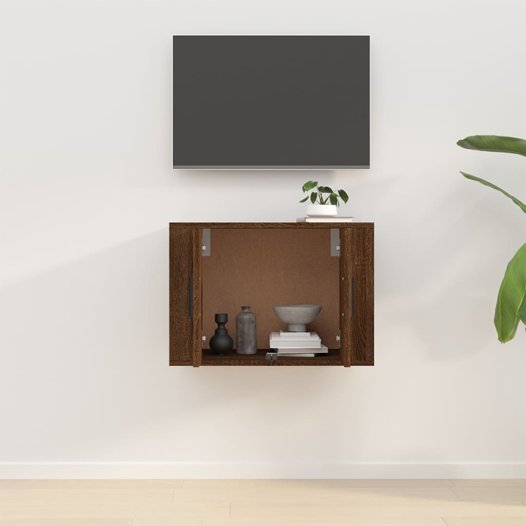 vidaXL ТВ шкаф за стенен монтаж, кафяв дъб, 57x34,5x40 см