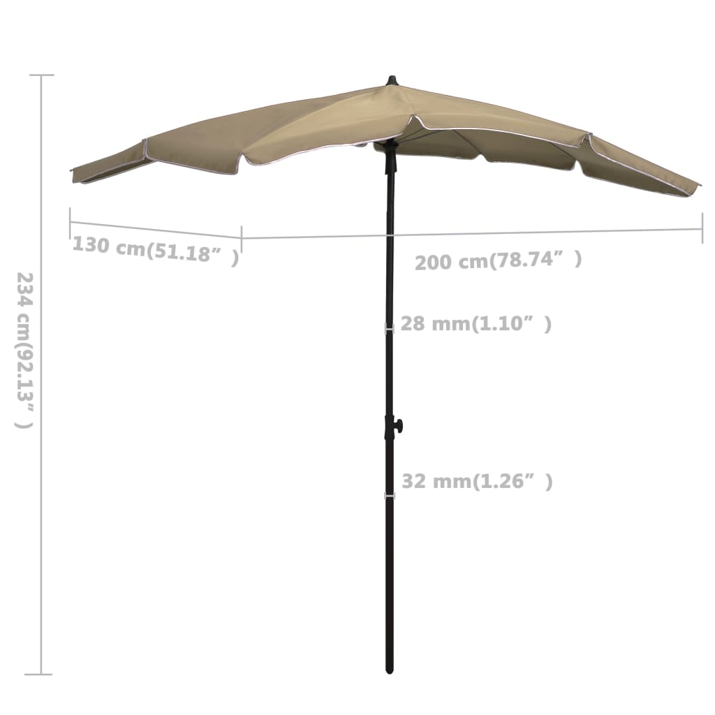 vidaXL Градински чадър с прът, 200x130 см, таупе