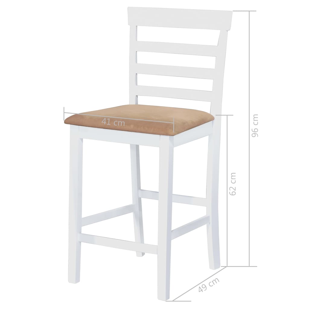 vidaXL Комплект бар маса и столове, 5 части, дървен масив, кафяв и бял