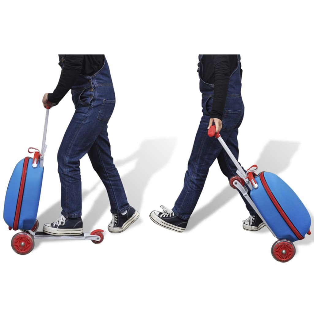 vidaXL Скутер за деца с куфарче за багаж, син