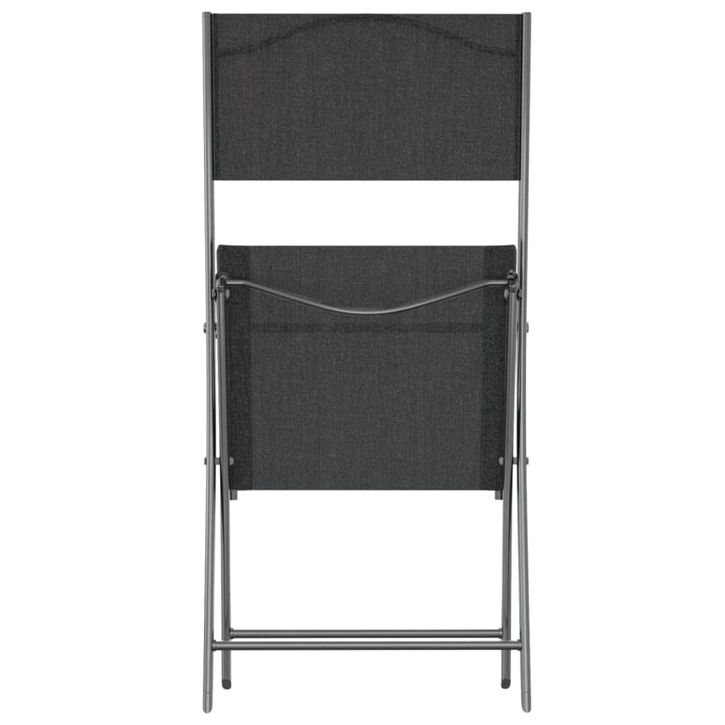 vidaXL Сгъваеми външни столове, 4 бр, черна стомана и textilene