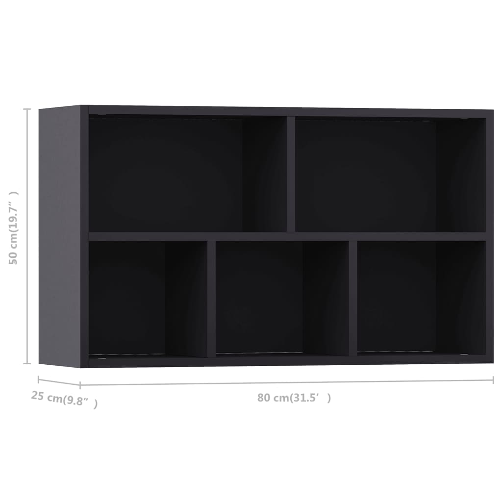 vidaXL Библиотека/бюфет, сива, 50x25x80 см, ПДЧ