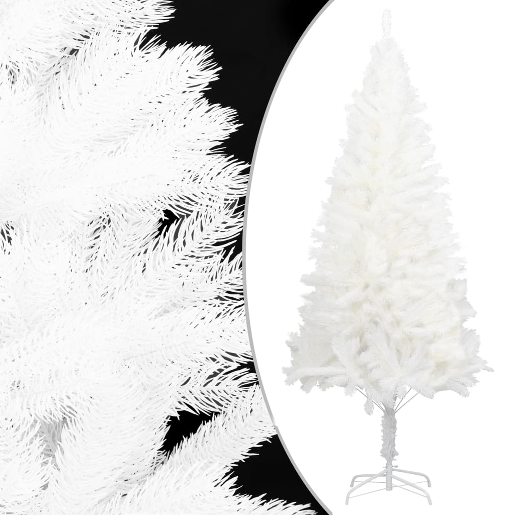 vidaXL Изкуствена осветена коледна елха, бяла, 240 см