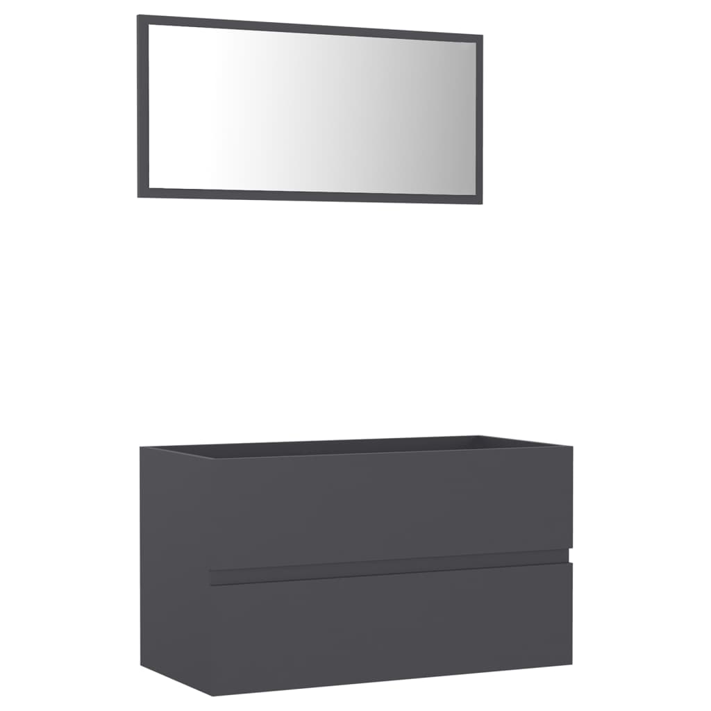 vidaXL Комплект мебели за баня от 2 части, сив, ПДЧ