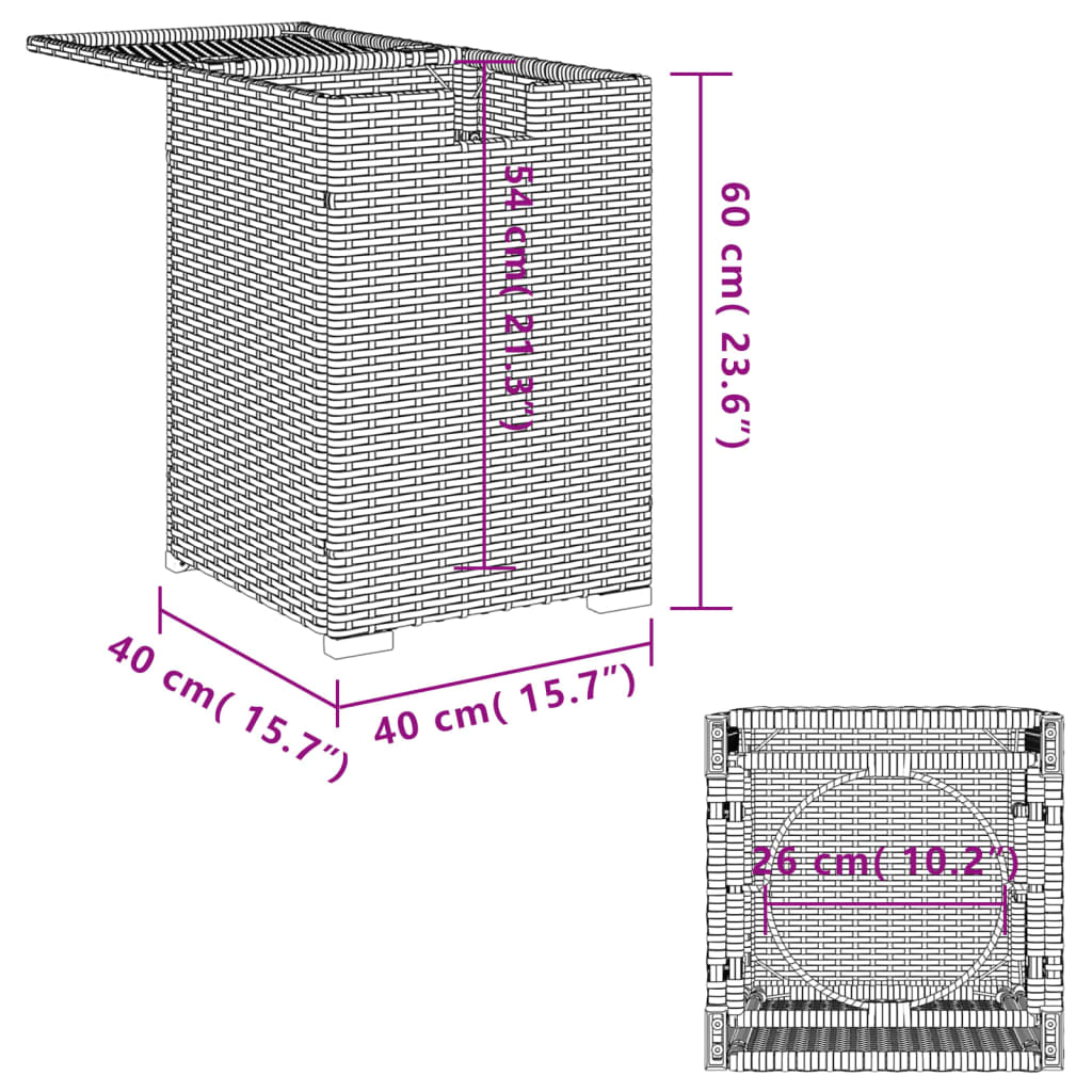 vidaXL Покриваща маса резервоар за пропан сива 40x40x60 см полиратан