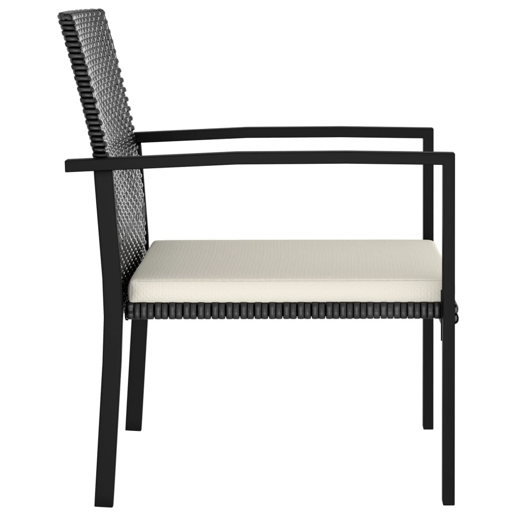 vidaXL Градински трапезни столове, 4 бр, полиратан, черни