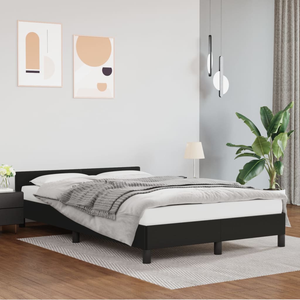vidaXL Рамка за легло с табла, черна, 120x200 см, изкуствена кожа