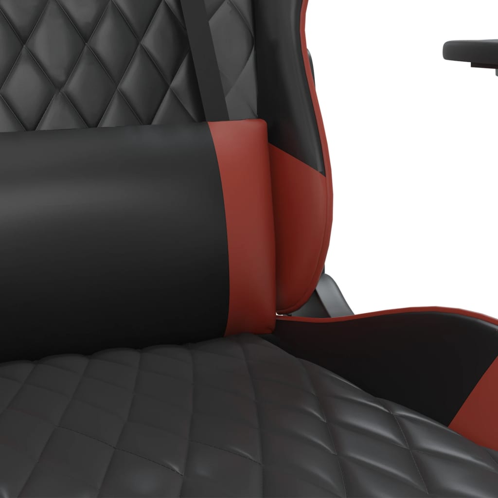 vidaXL Масажен гейминг стол с подложка, черно/червено, изкуствена кожа