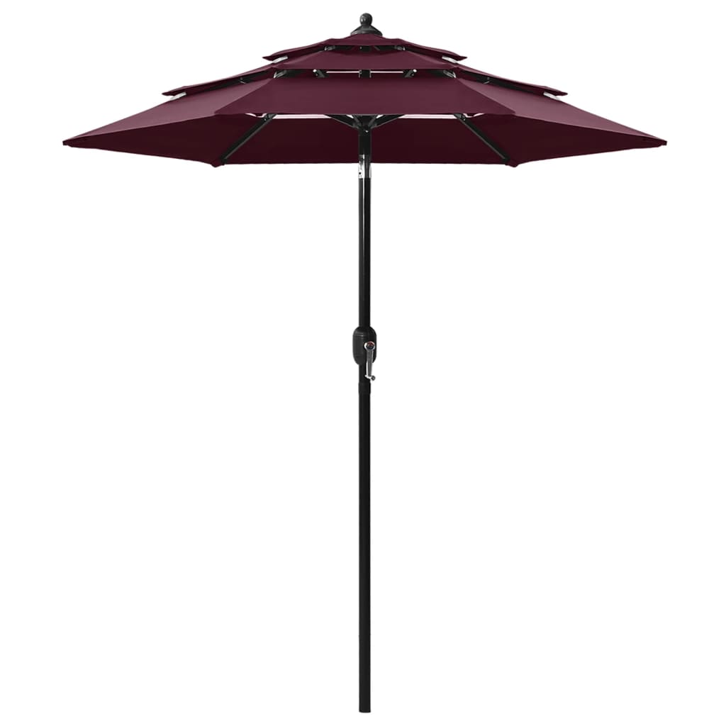 vidaXL Градински чадър на 3 нива с алуминиев прът, бордо червен, 2 м