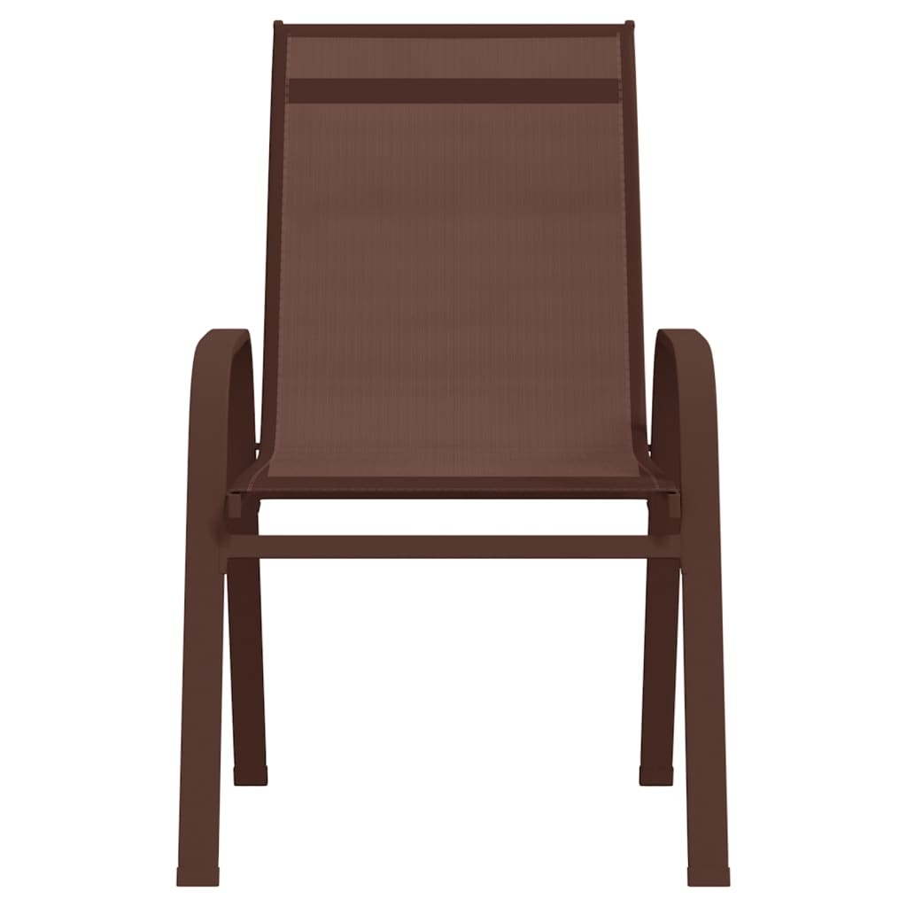 vidaXL Стифиращи градински столове, 6 бр, кафяви, тъкан textilene