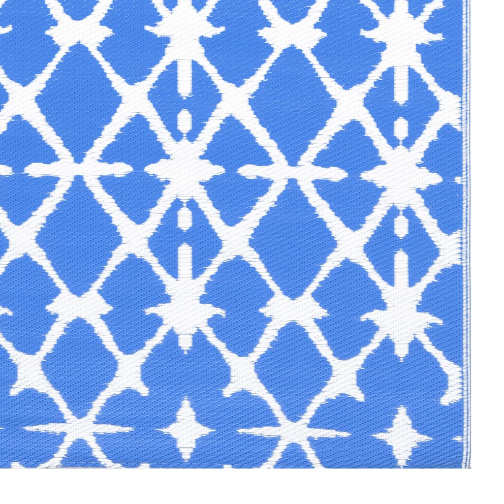 vidaXL Килим за открито, синьо и бяло, 190x290 см, PP