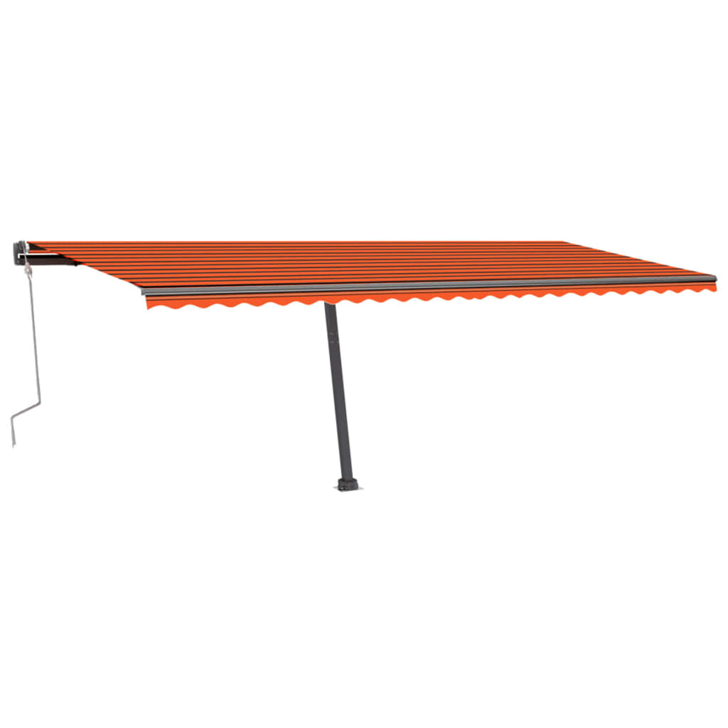vidaXL Ръчно прибираща се тента с LED, 600x300 см, оранжево и кафяво