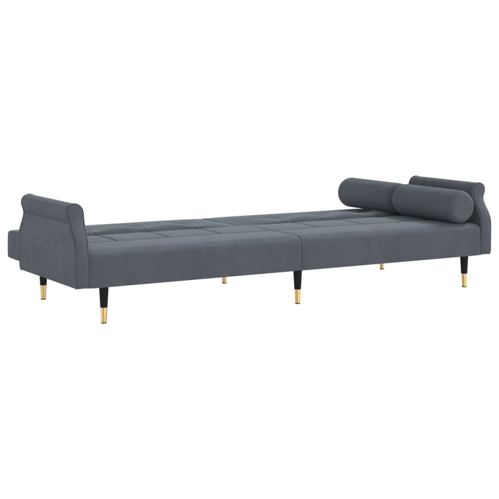 vidaXL Разтегателен диван с възглавници, тъмносив, кадифе