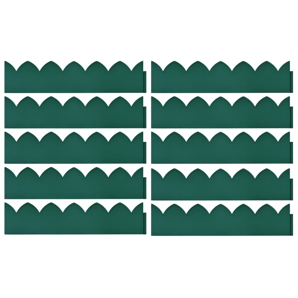 vidaXL Кантове за тревни площи, 10 бр, зелени, 65x15 см, PP
