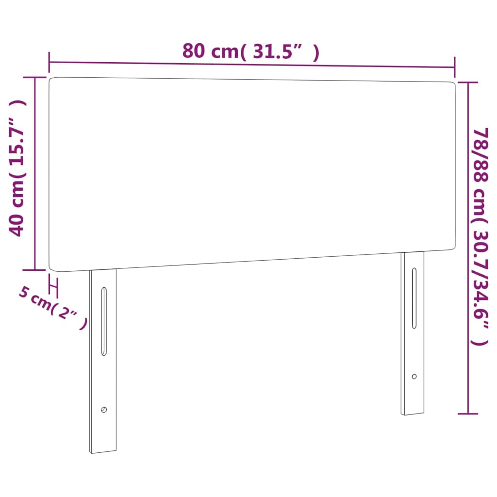vidaXL LED горна табла за легло, тъмносива, 80x5x78/88 см, плат