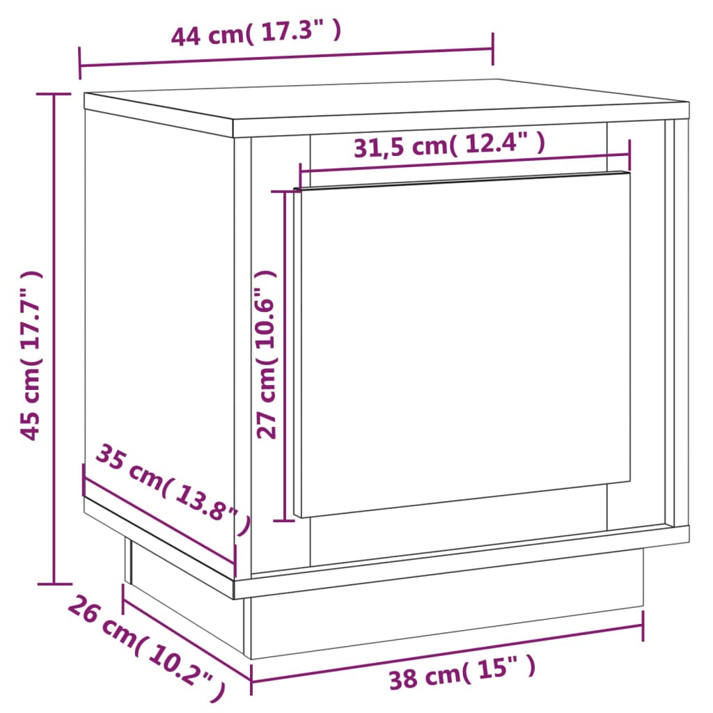 vidaXL Нощно шкафче, опушен дъб, 44x35x45 см, инженерно дърво