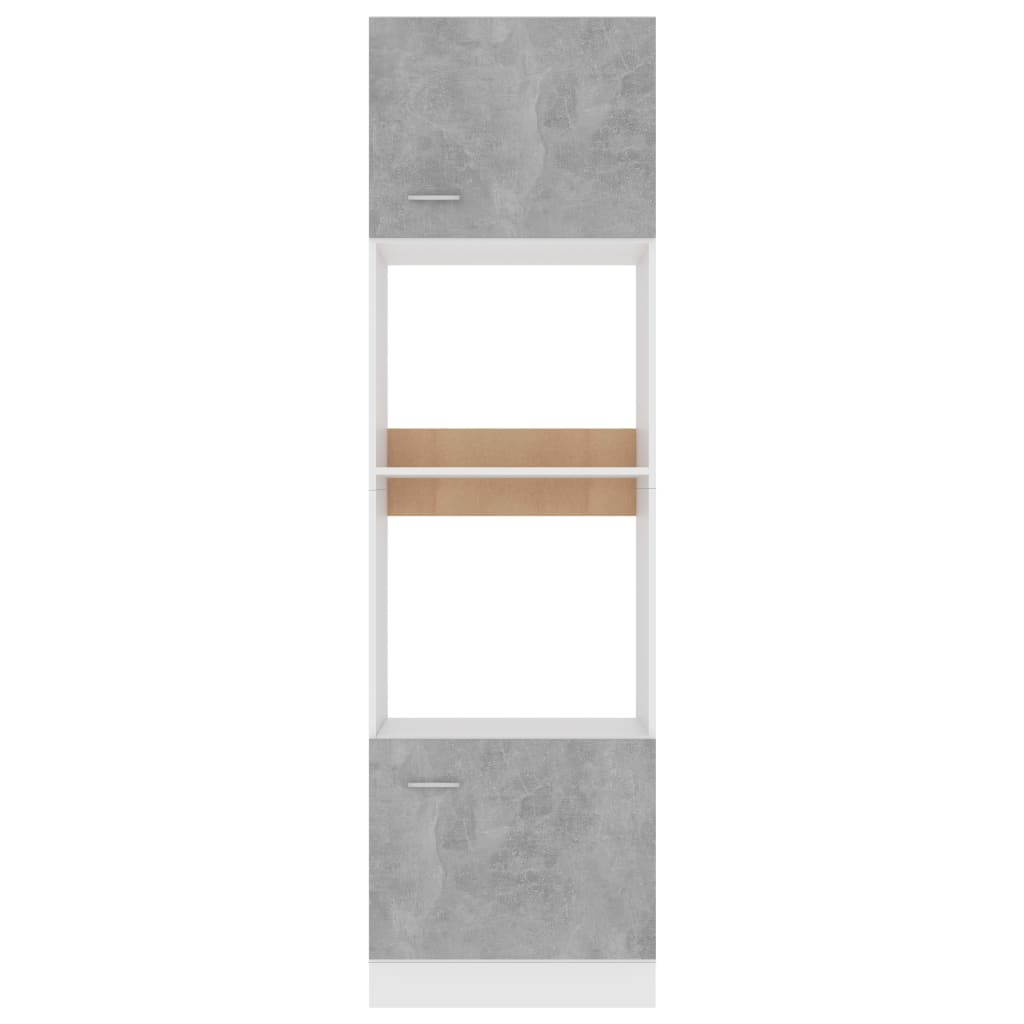 vidaXL Шкаф за микровълнова, бетонно сив, 60x57x207 см, ПДЧ