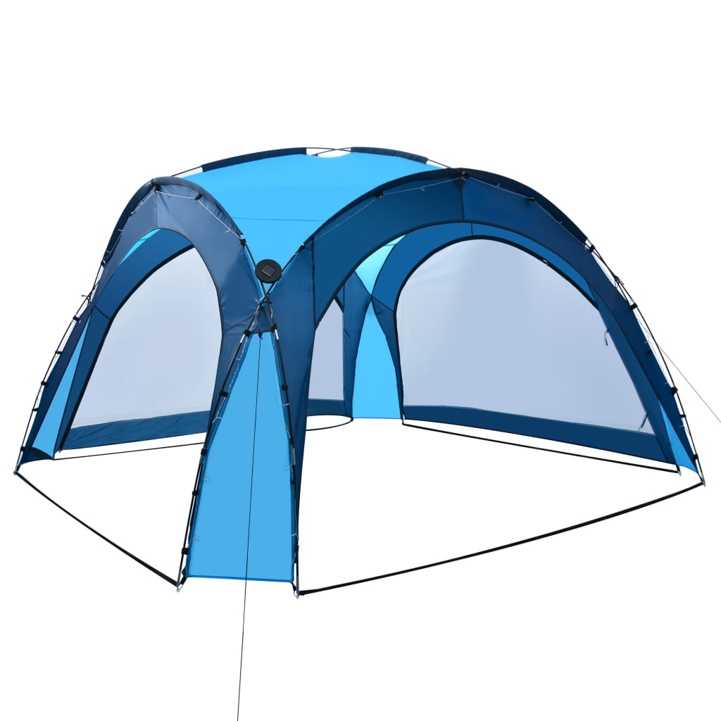 vidaXL Парти шатра с LED и 4 стени, 3,6x3,6x2,3 м, синя