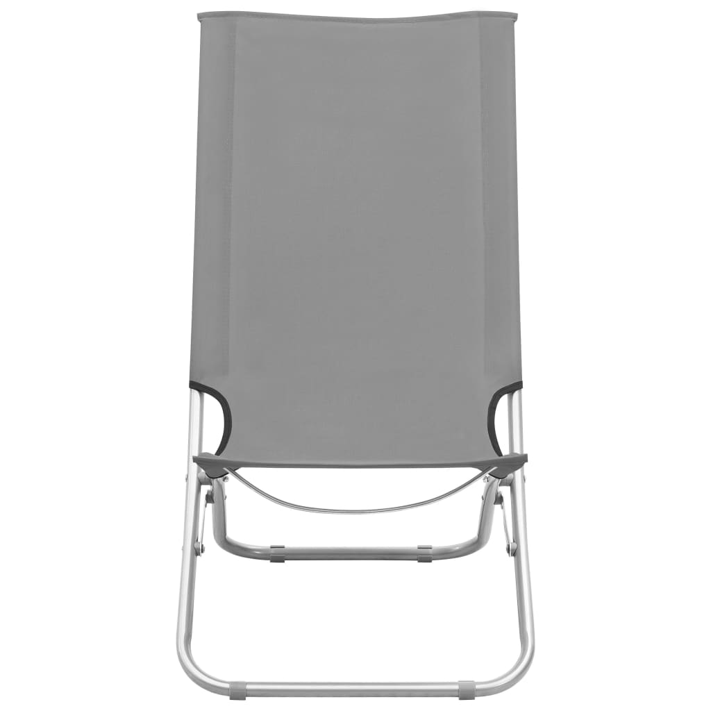 vidaXL Сгъваеми плажни столове, 2 бр, сиви, текстил