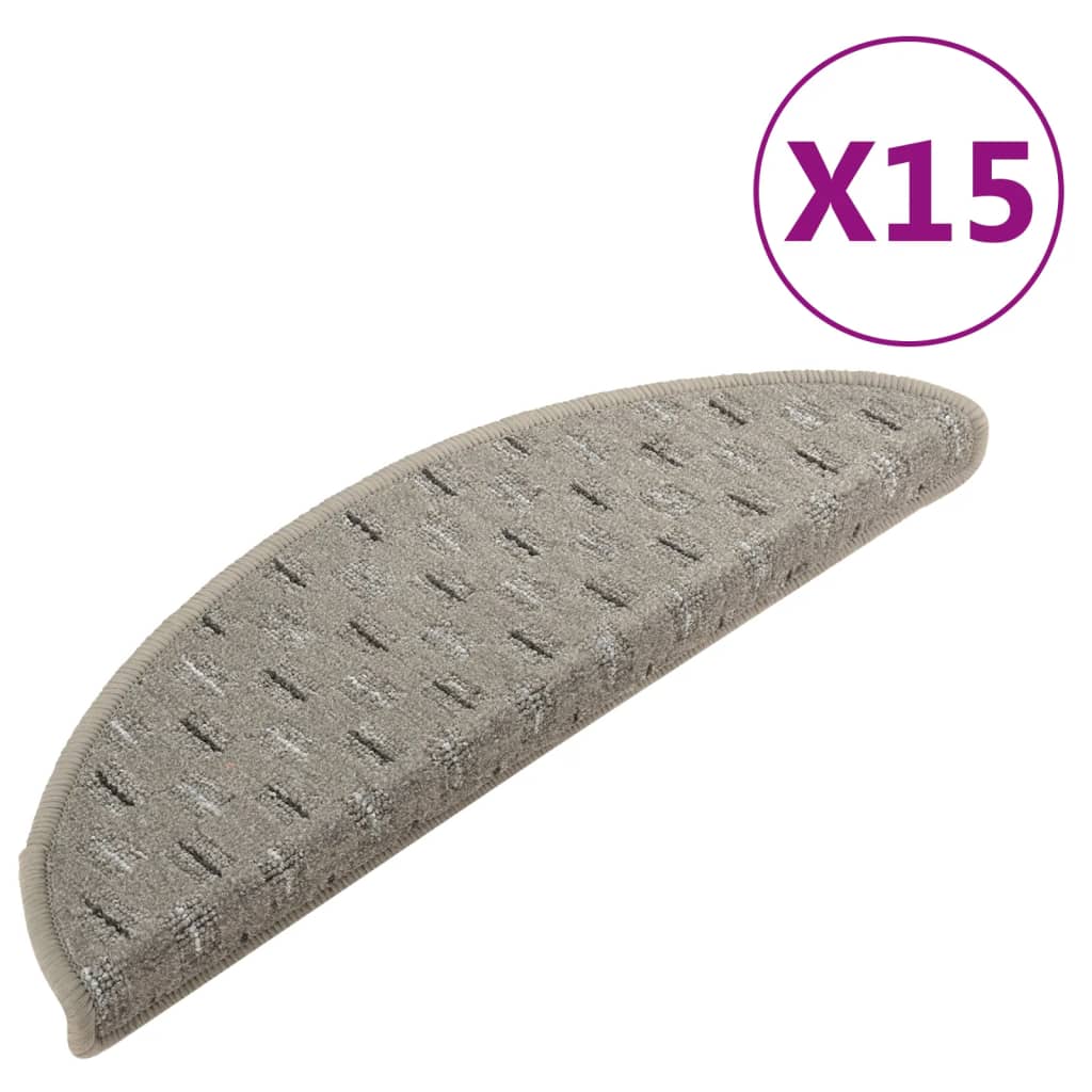vidaXL Постелки за стъпала, 15 бр, сиви, 56x17x3 см