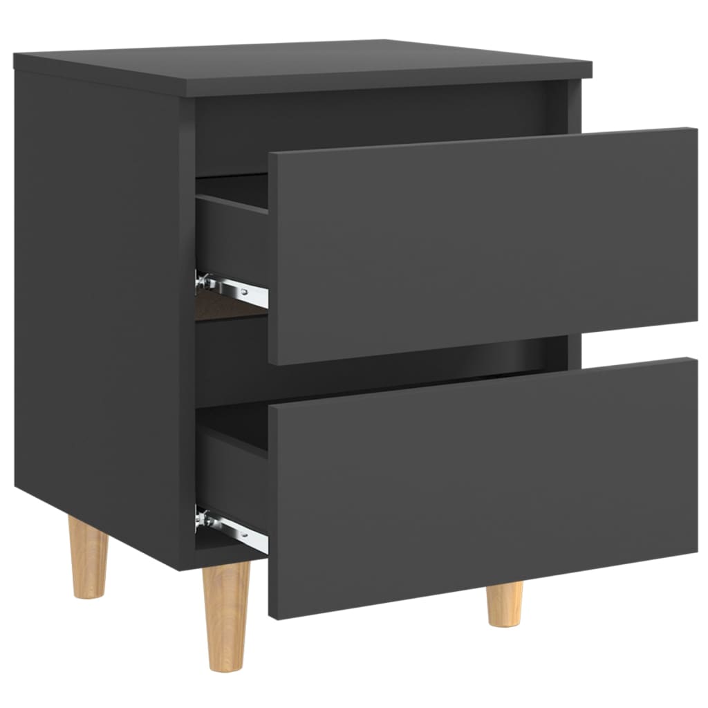 vidaXL Нощни шкафчета с крака от боров масив, 2 бр, сиви, 40x35x50 см