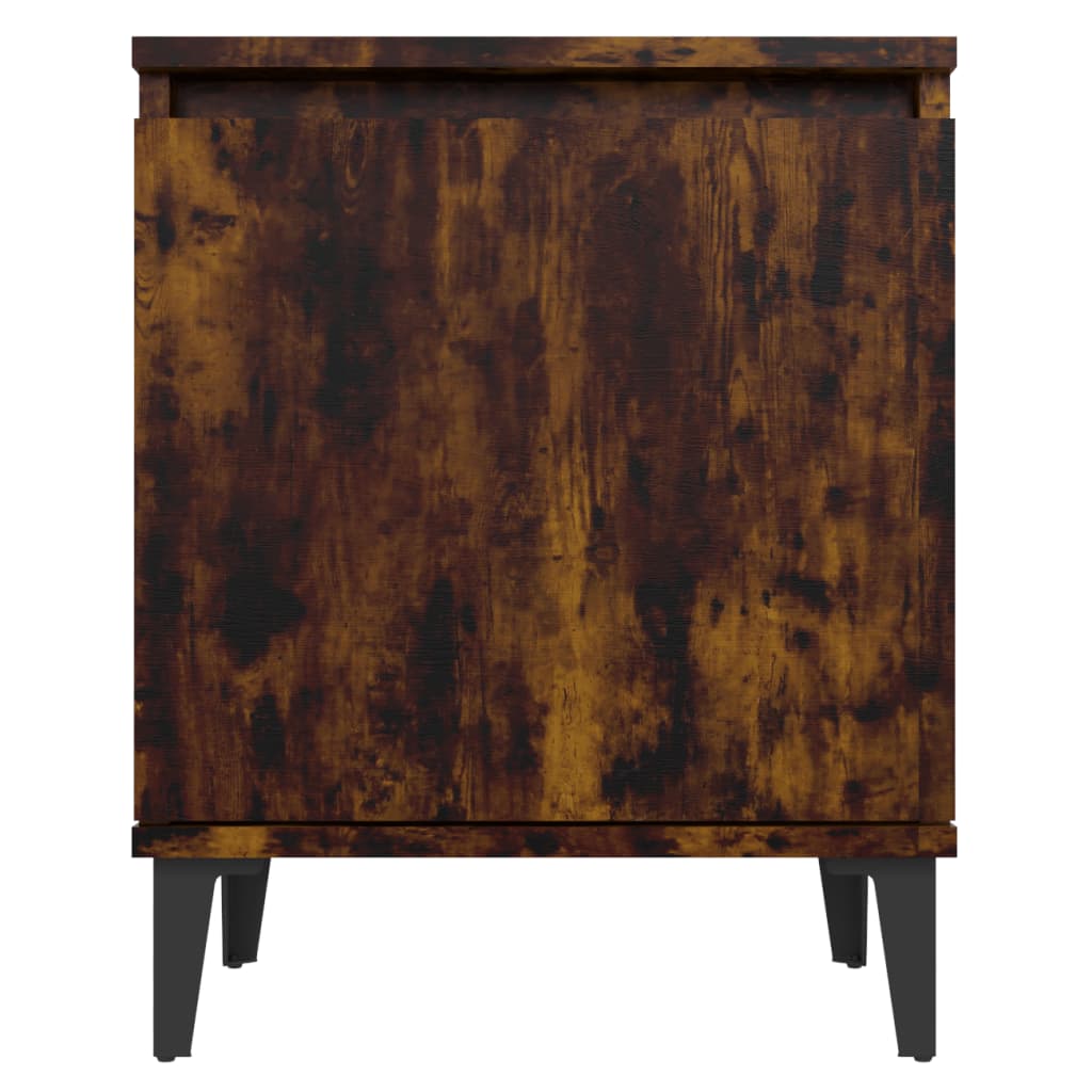 vidaXL Нощно шкафче с метални крака, опушен дъб, 40x30x50 см