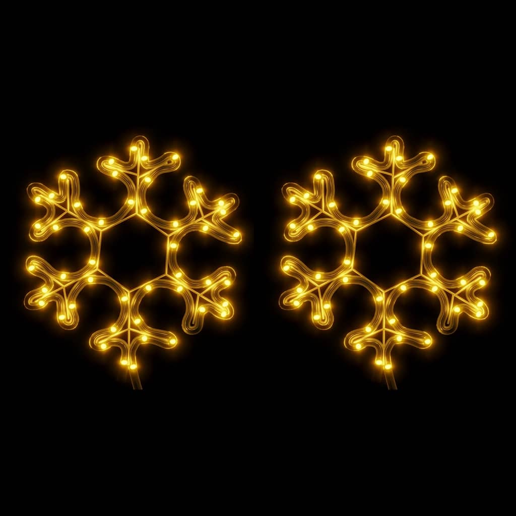vidaXL Коледни фигури снежинки с LED, 2 бр, топло бяло, 27x27 см