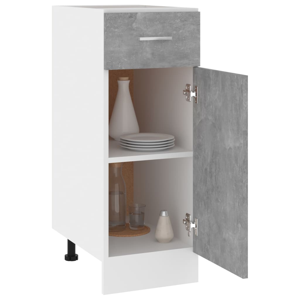 vidaXL Долен шкаф с чекмедже, бетонно сив, 30x46x81,5 см, ПДЧ