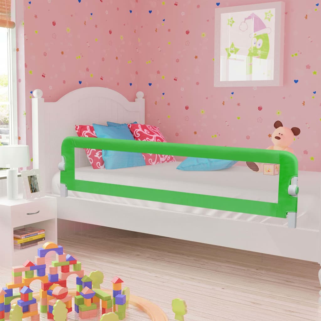 vidaXL Ограничител за детско легло, зелен, 180x42 см, полиестер