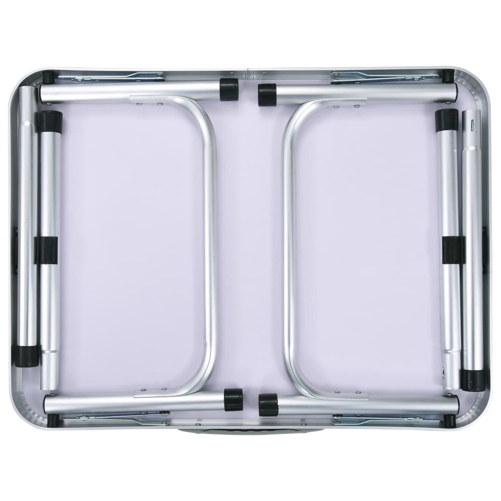 vidaXL Сгъваема къмпинг маса, бяла, алуминий, 60x45 см