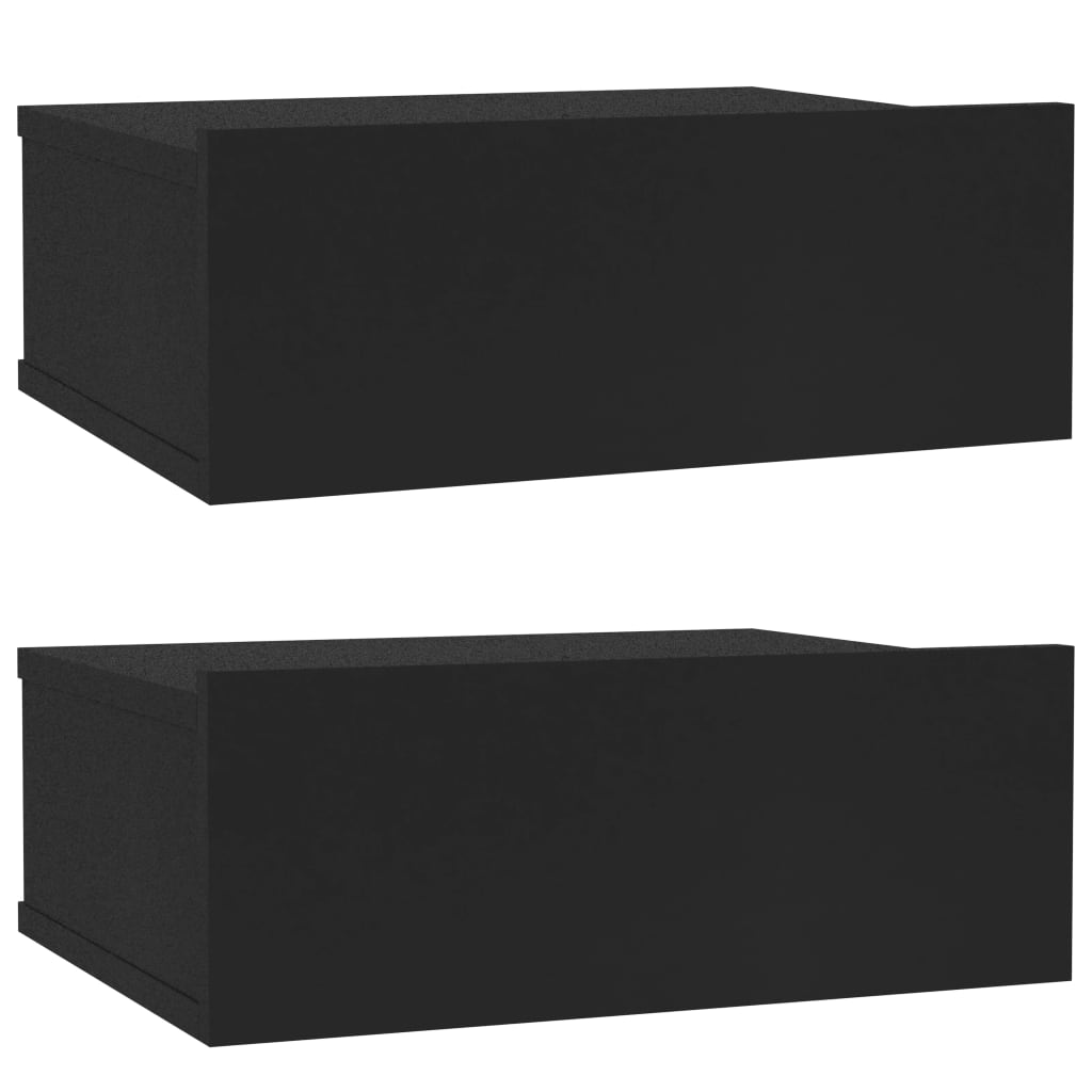 vidaXL Нощни шкафчета за стена, 2 бр, черни, 40x30x15 см, ПДЧ